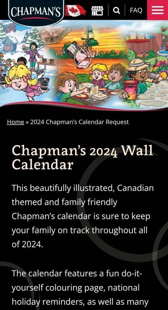 Chapmans Calendar 2024 Free Stuff App